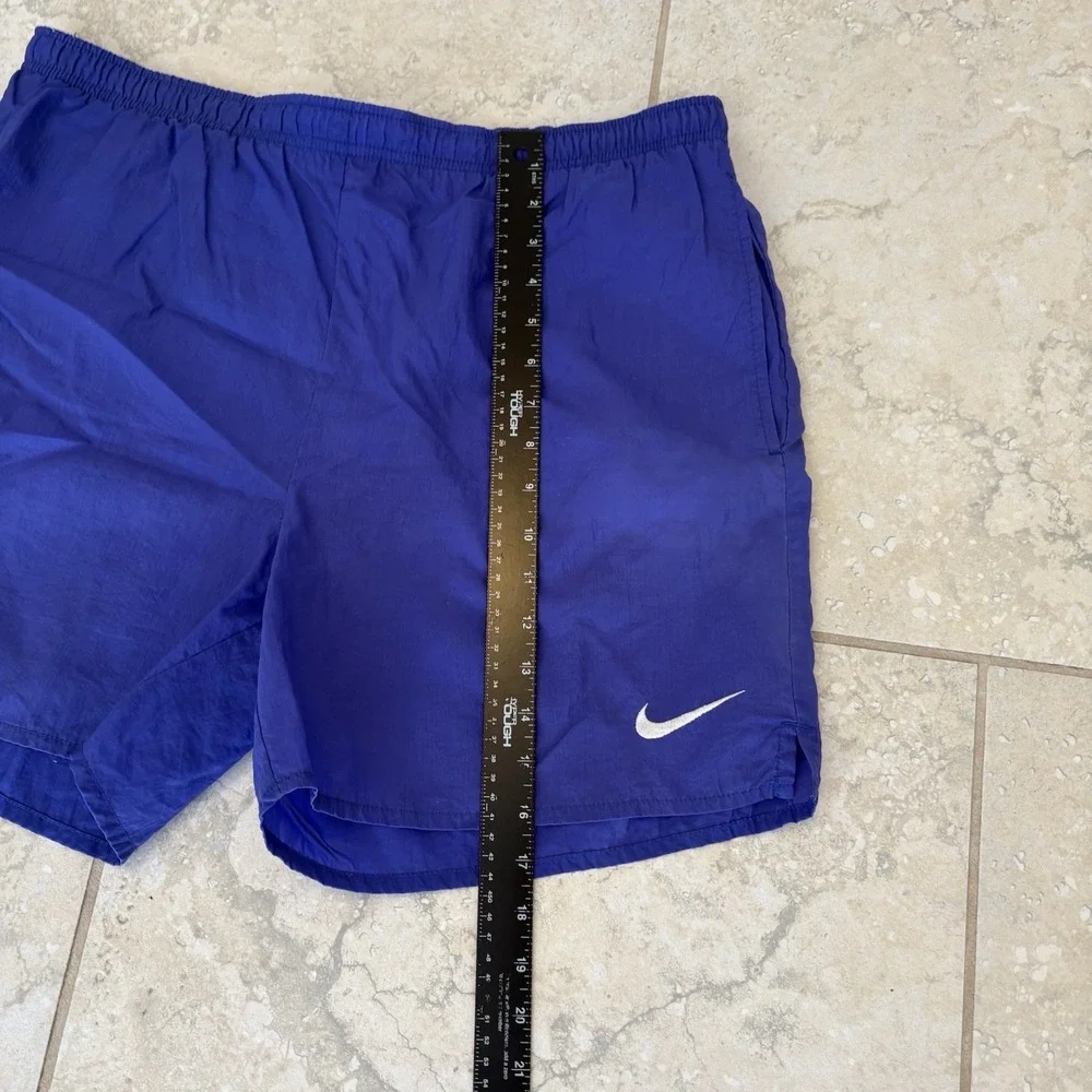 Vintage Nike Swim Shorts Mens Medium Purple Blue 90s Lined Nylon Bathing Suit